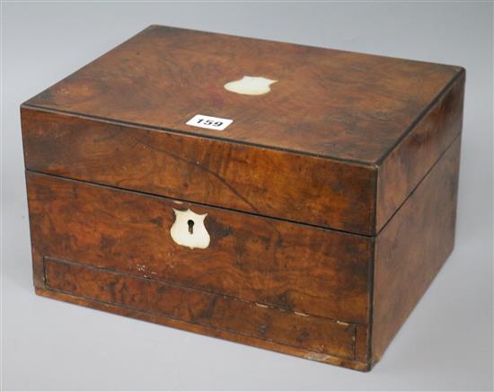 A walnut jewellery box length 30cm